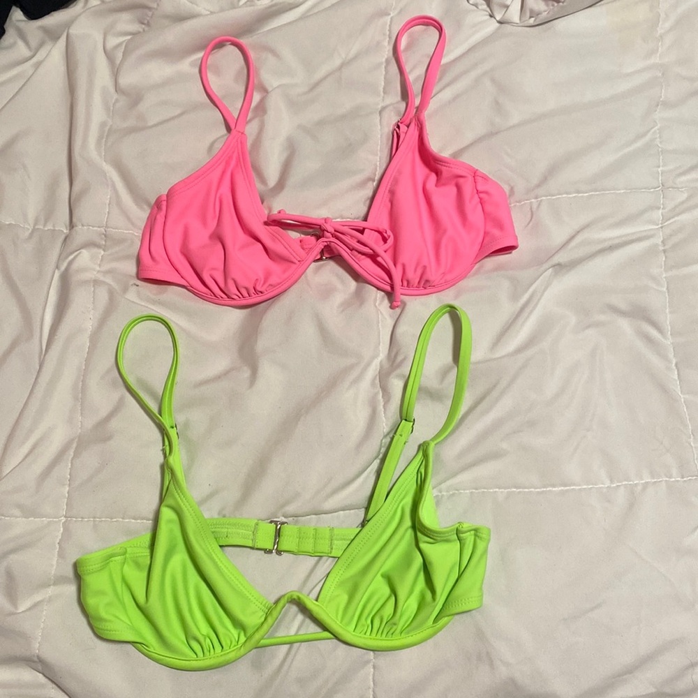 2 for 1 Xhilaration Bikini Tops Neon Pink and Green